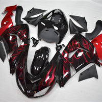 NT Aftermarket Injection ABS Plastic Fairing Fit for ZX10R 2006-2007 Black Red Flame N008
