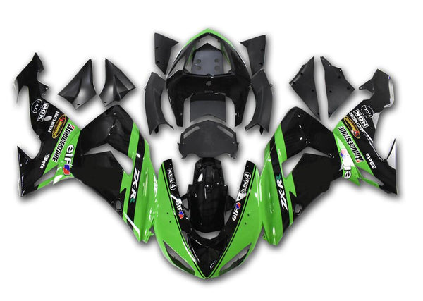 NT Aftermarket Injection ABS Plastic Fairing Fit for ZX10R 2006-2007 Green Black N054