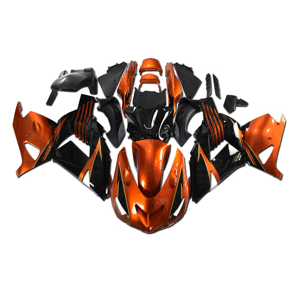 US STOCK NT Injection Plastic Fairing With Seat Cover Fit for  2006-2011 ZX14R Orange Black N014 Available in TX