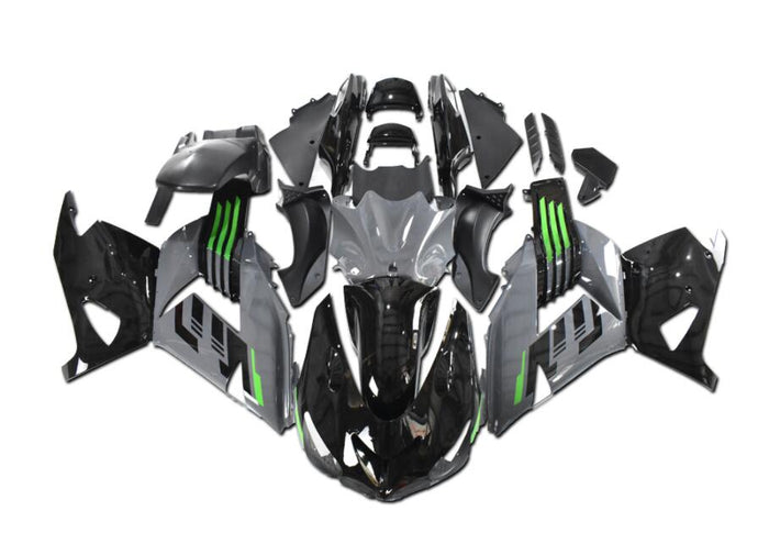 NT Aftermarket Injection ABS Plastic Fairing Fit for ZX14R 2006-2011 Gray Black N050