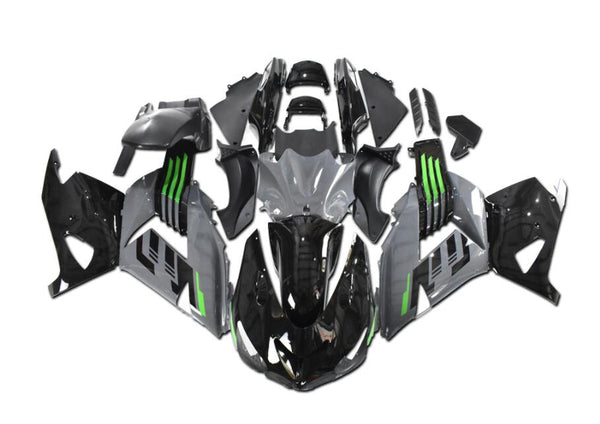 NT Aftermarket Injection ABS Plastic Fairing Fit for ZX14R 2006-2011 Gray Black N050
