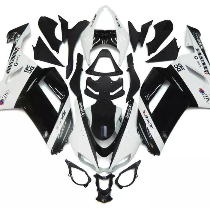 NT Aftermarket Injection ABS Plastic Fairing Fit for ZX6R 636 2007-2008 White Black N021