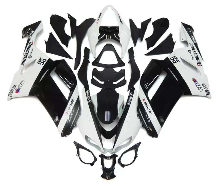 NT Fairing Fit for Kawasaki 2007-2008 ZX-6R N021- White Black | ABS Injection