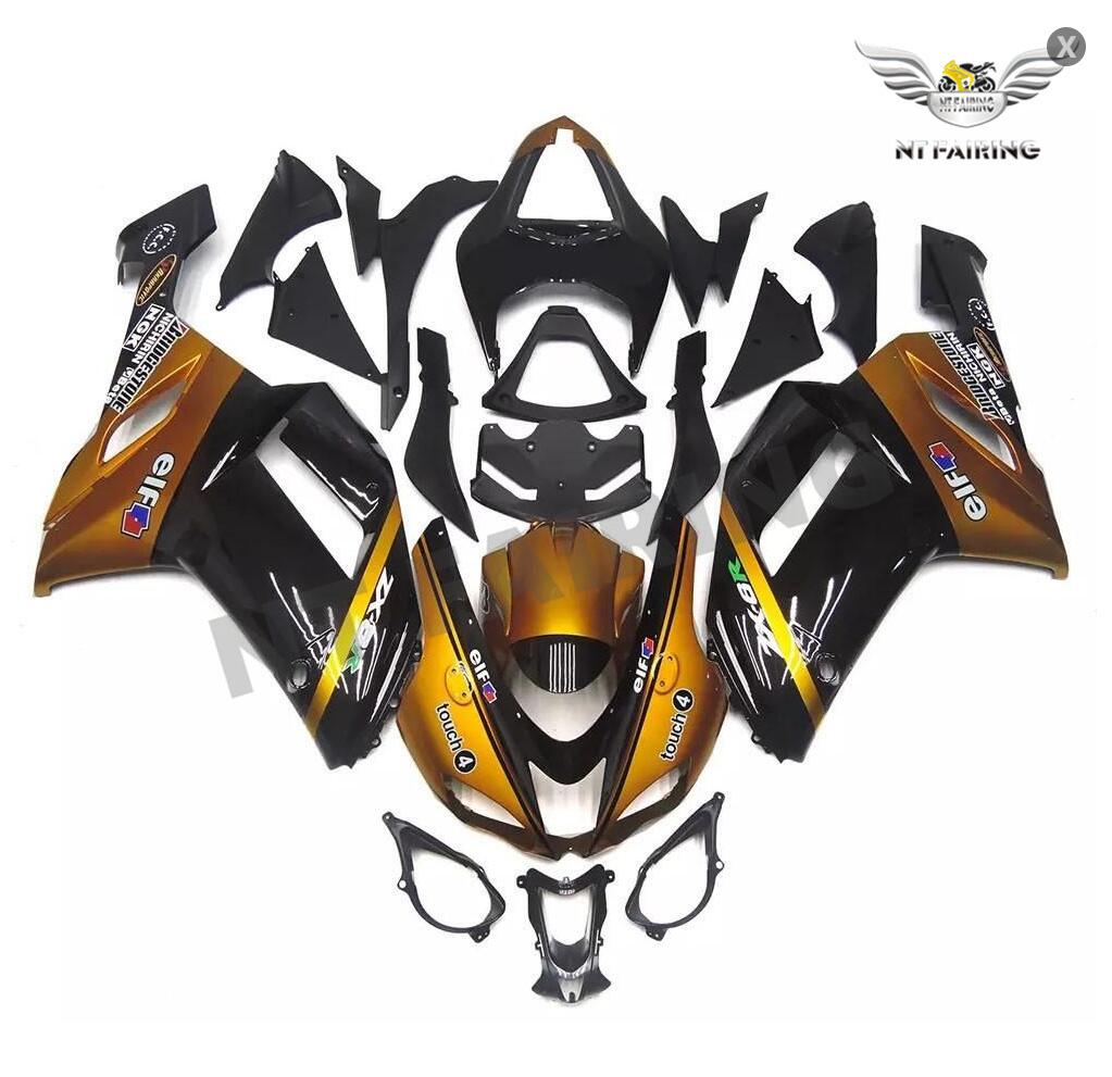 NT Fairing Fit for Kawasaki 2007-2008 ZX-6R N026- Gold Black | ABS Injection
