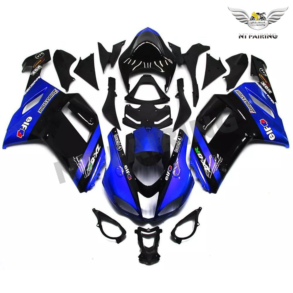 NT Fairing Fit for Kawasaki 2007-2008 ZX-6R N037- Blue Black | ABS Injection