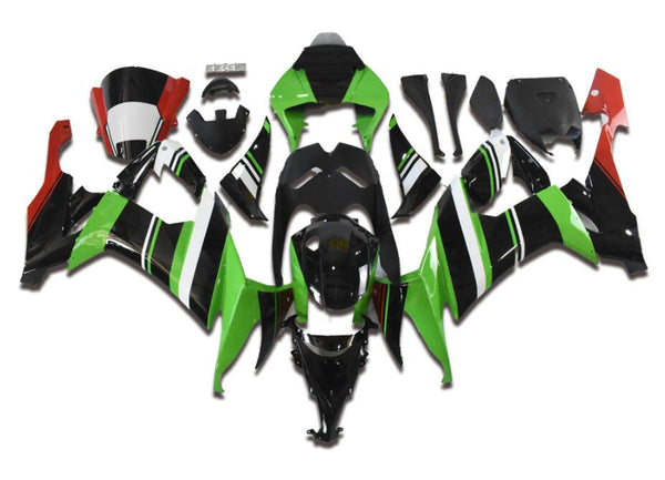 US STOCK NT Aftermarket Injection ABS Plastic Fairing Fit for ZX10R 2008-2010 Green Black Red N055 Available in CA