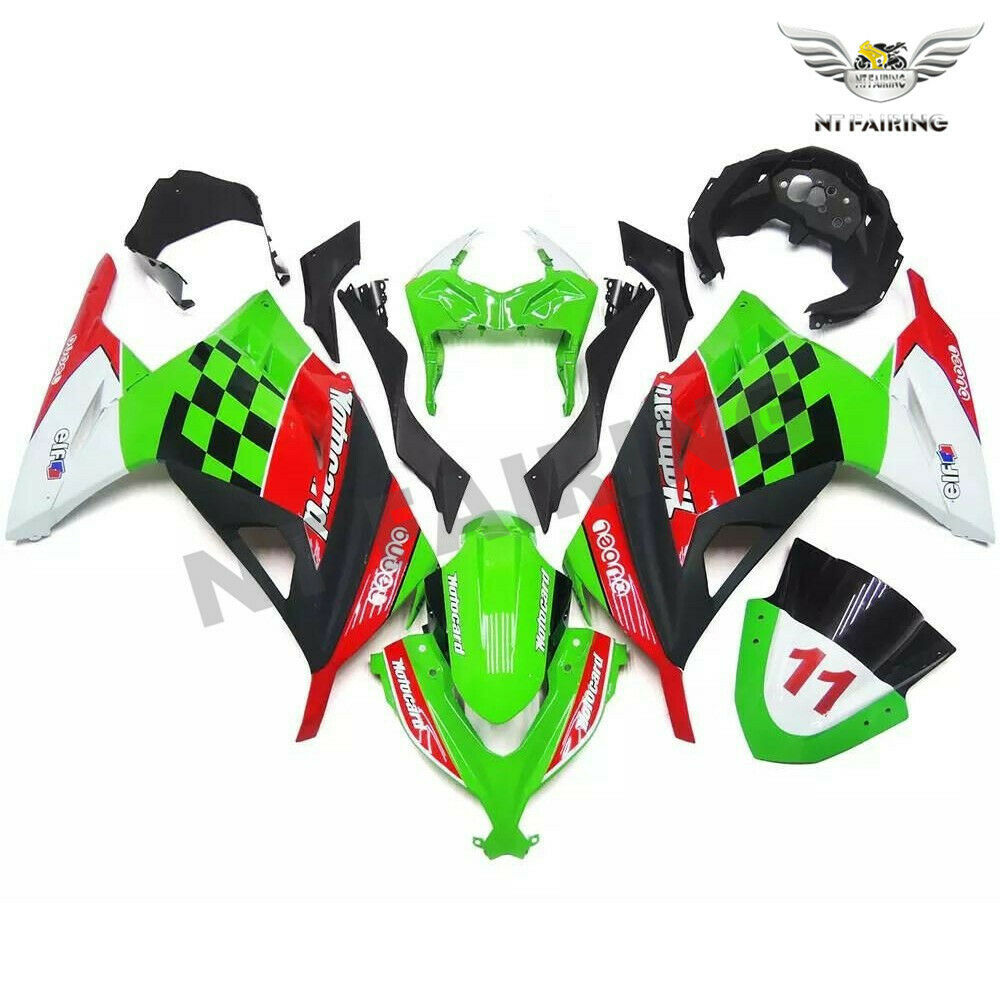 NT Fairing Fit for Kawasaki 2013-2017 EX300 N018- Green Black Red | ABS Injection