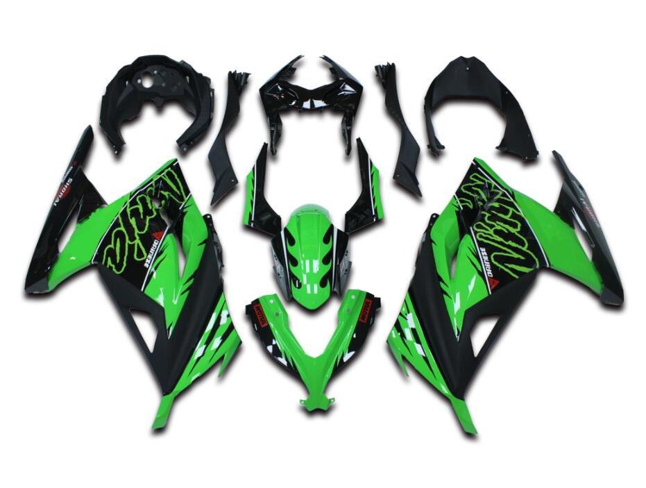 NT Fairing Fit for Kawasaki 2013-2017 EX300 N023- Green Black | ABS Injection