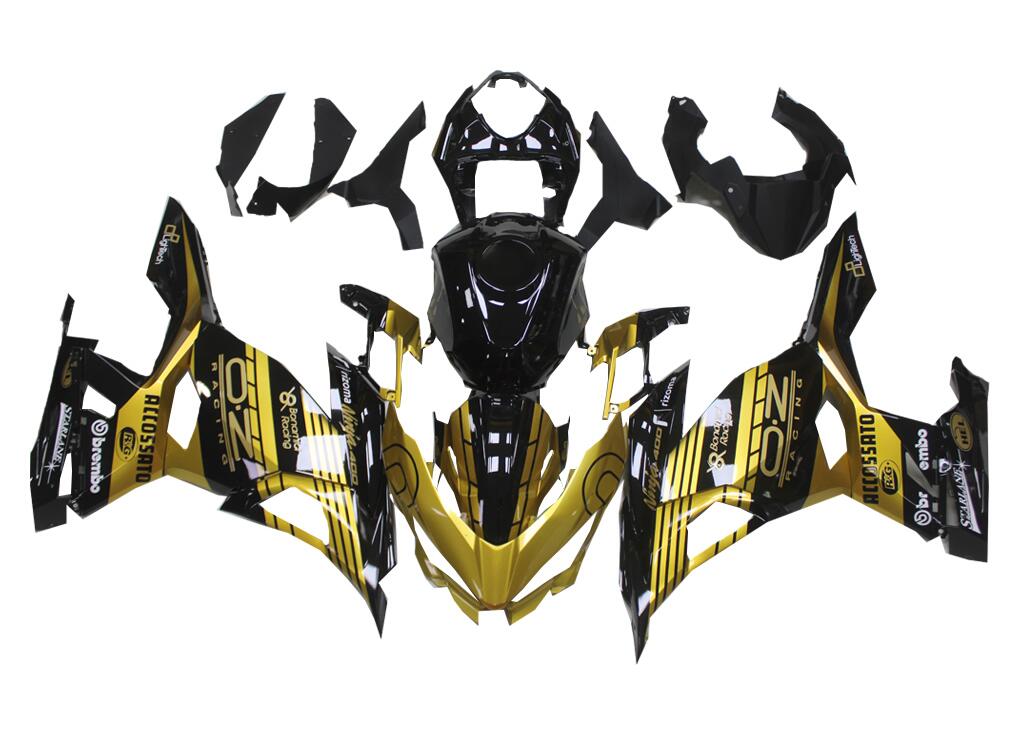 US STOCK NT Aftermarket Injection ABS Plastic Fairing Fit for EX400 2018-2023 Gold Black with Tank Cover N032 Available in CA