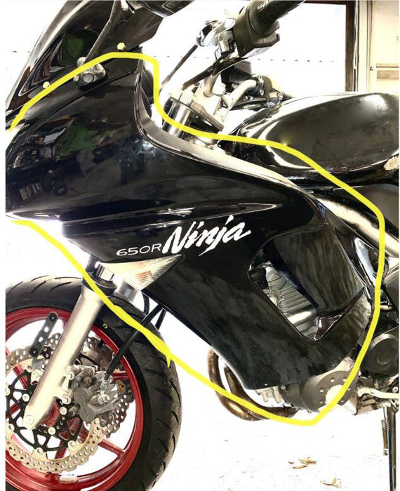 Aftermarket ABS Plastic Left Side Upper Fairing Fit for 2006-2008 Ninja 650R Glossy Black
