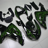 NT Aftermarket Injection ABS Plastic Fairing Fit for ZX10R 2006-2007 Black Green Flame N009