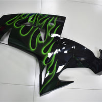 NT Aftermarket Injection ABS Plastic Fairing Fit for ZX10R 2006-2007 Black Green Flame N009