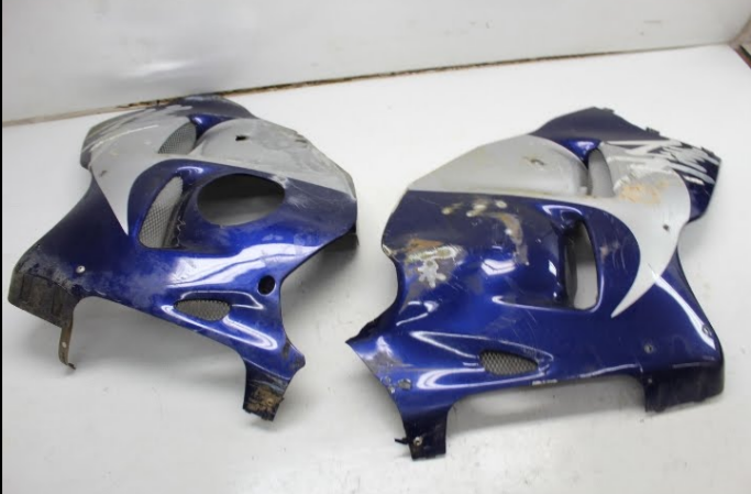 Aftermarket ABS Plastic Both Sides Fairing Fit for 1997-2007 Hayabusa GSXR 1300 Blue Silver