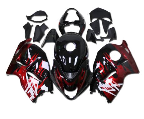 NT Aftermarket Injection ABS Plastic Fairing Fit for GSXR 1300 Hayabusa 1997-2007 Black Red Flame N009