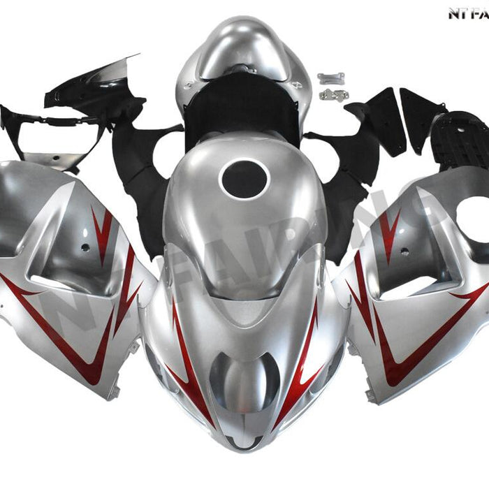 NT Aftermarket Injection ABS Plastic Fairing Fit for GSXR 1300 Hayabusa 1997-2007 Silver Red N092