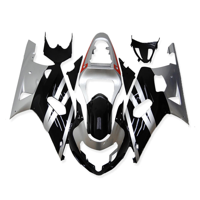 NT Aftermarket Injection ABS Plastic Fairing Fit for GSXR 600/750 2001-2003 Black Silver N002