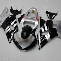 NT Aftermarket Injection ABS Plastic Fairing Fit for GSXR 600/750 2001-2003 Black Silver N002