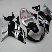 NT Aftermarket Injection ABS Plastic Fairing Fit for GSXR 600/750 2001-2003 Black Silver N002