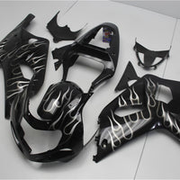NT Aftermarket Injection ABS Plastic Fairing Fit for GSXR 600/750 2001-2003 Black White Flame N078