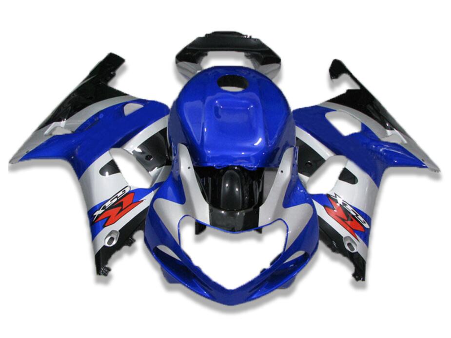 US STOCK NT Aftermarket Injection ABS Plastic Fairing Fit for GSXR 600/750 2001-2003 Blue White N041 Available in CA