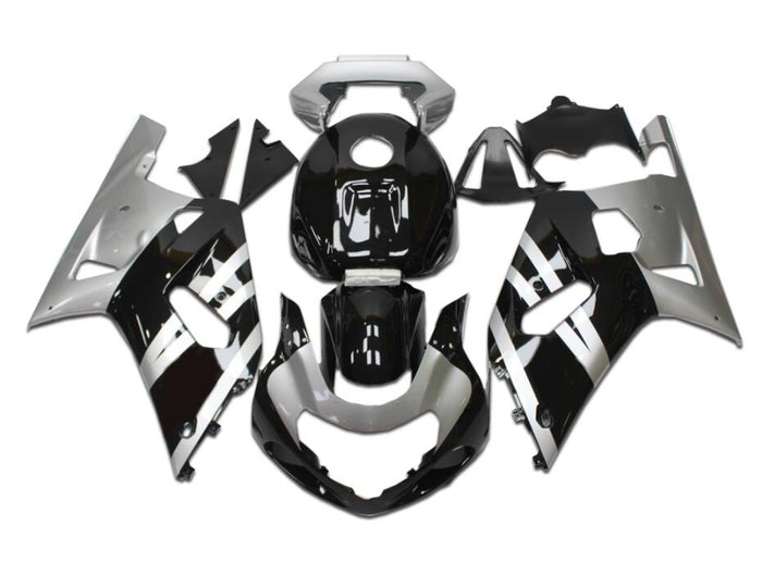 US STOCK NT Aftermarket Injection ABS Plastic Fairing Fit for GSXR 600/750 2001-2003 Silver Black N094 Available in CA