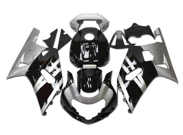 NT Aftermarket Injection ABS Plastic Fairing Fit for GSXR 600/750 2001-2003 Silver Black N094