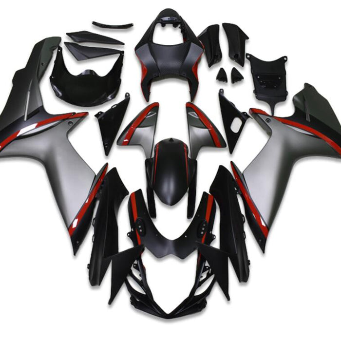 US STOCK NT Aftermarket Injection ABS Plastic Fairing Fit for GSXR 600/750 2011-2024 Black Silver Red N039 Available in CA