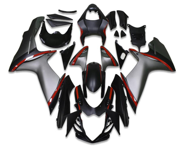 US STOCK NT Aftermarket Injection ABS Plastic Fairing Fit for GSXR 600/750 2011-2024 Black Silver Red N039 Available in CA
