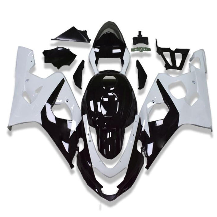 US STOCK NT Aftermarket Injection ABS Plastic Fairing Fit for GSXR 600/750 2004-2005 Black White N082 Available in CA