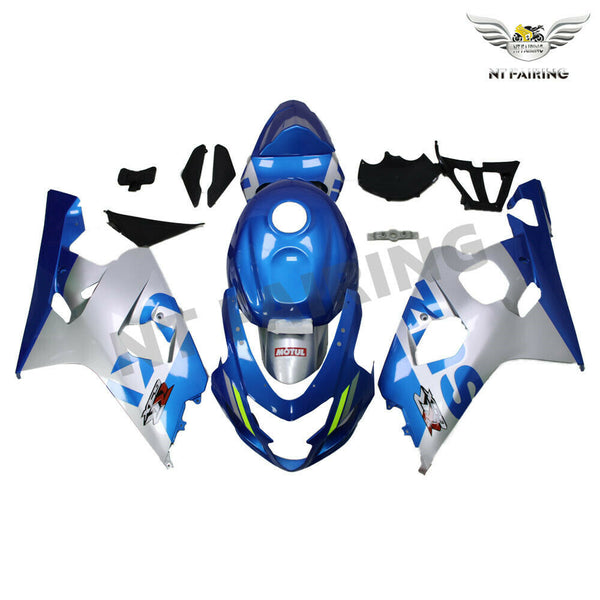 US STOCK NT Aftermarket Injection ABS Plastic Fairing Fit for GSXR 600/750 2004-2005 Blue Silver N091 Available in TX