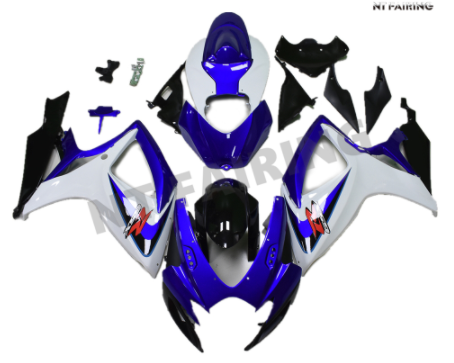 NT Aftermarket Injection ABS Plastic Fairing Fit for GSXR 600/750 2006-2007 Blue White N005