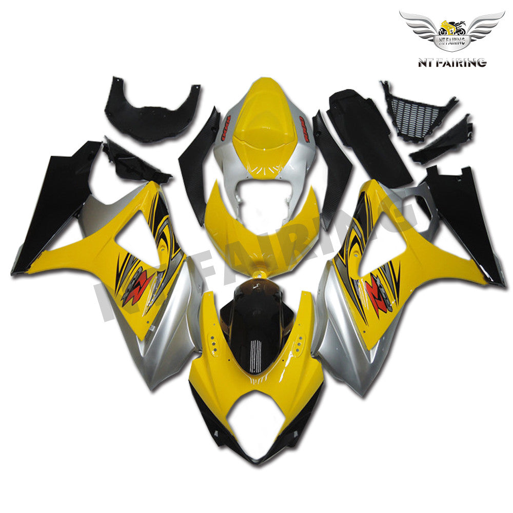 NT Fairing Fit for Suzuki 2007-2008 GSXR 1000 N007- Yellow Silver Black | ABS Injection