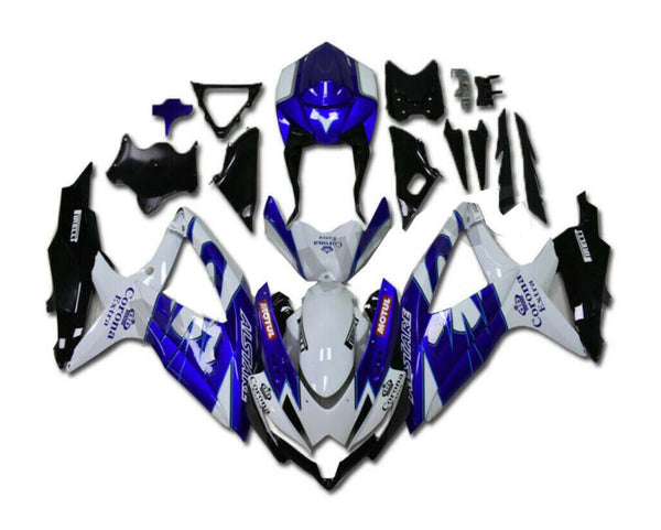 US STOCK NT Aftermarket Injection ABS Plastic Fairing Fit for GSXR 600/750 2008-2010 Blue White N072 Available in TX