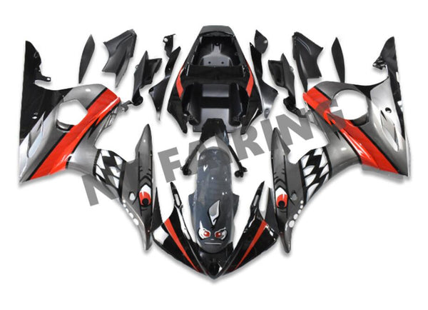 NT Aftermarket Injection ABS Plastic Fairing Kit Fit for YZF R6 2003-2005 Gray Orange Shark N066