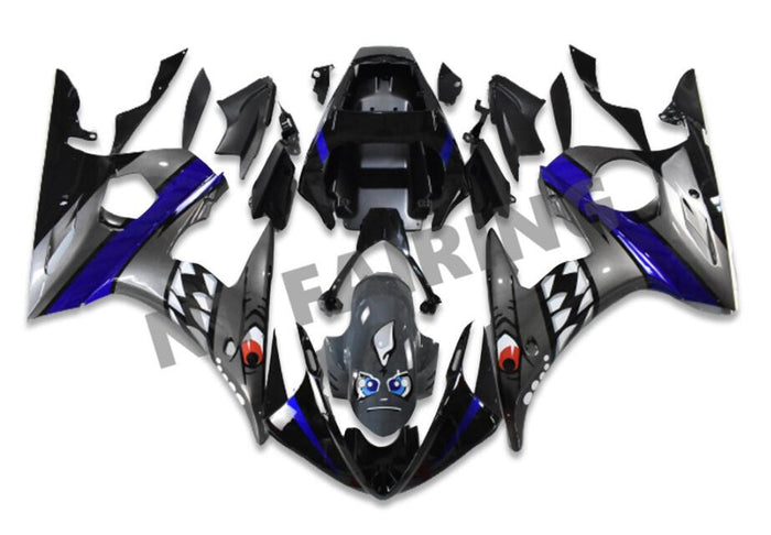 NT Aftermarket Injection ABS Plastic Fairing Kit Fit for YZF R6 2003-2005 Gray Blue Shark N067