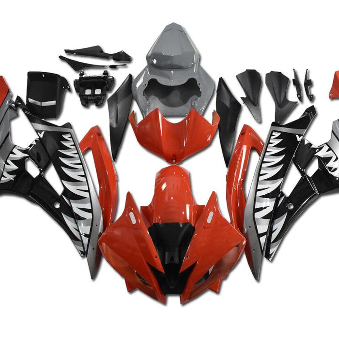 NT Aftermarket Injection ABS Plastic Fairing Fit for YZF R6 2006-2007 Red Gray Shark N121