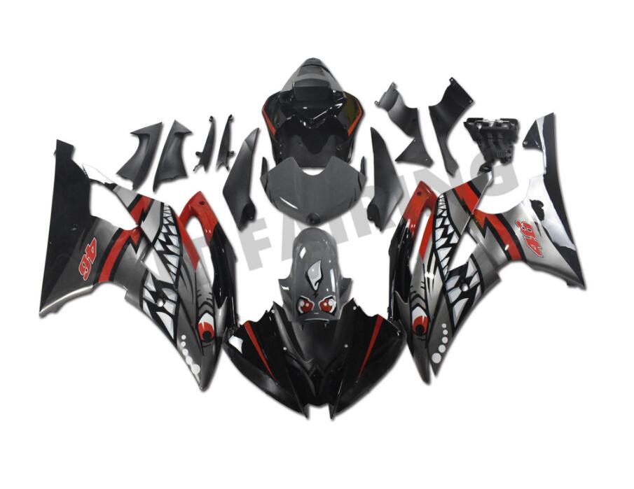 NT Fairing Fit for Yamaha 2008-2016 YZF-R6 N132- Grey Red Shark | ABS Injection