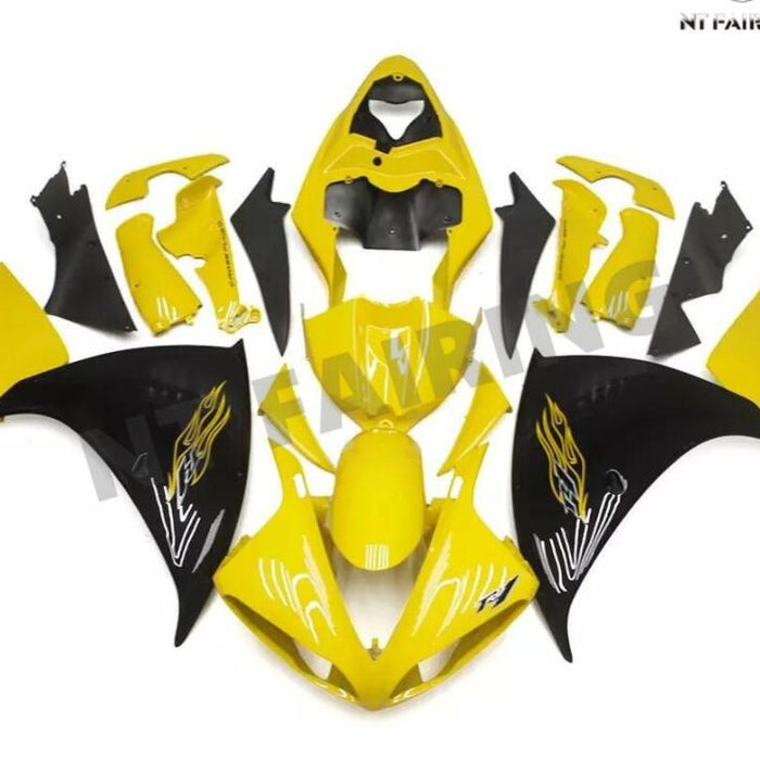 US STOCK NT Aftermarket Injection ABS Plastic Fairing Fit for YZF R1 2009-2011 Yellow Black N018 Available in CA