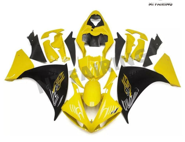 US STOCK NT Aftermarket Injection ABS Plastic Fairing Fit for YZF R1 2009-2011 Yellow Black N018 Available in CA