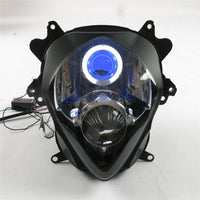 Front Motorcycle Headlight HALO Blue Angel Eye Fit  2007-2008 GSXR1000