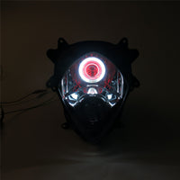 Front Motorcycle Headlight HALO Red Angel Eye Fit  2007-2008 GSXR1000
