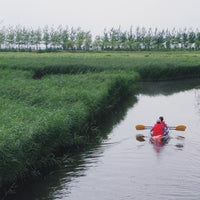 Two-seater Clear Kayak / Transparent boat / Clear Canoe / See through Kayak with aluminum frame, foam seat and white paddle.