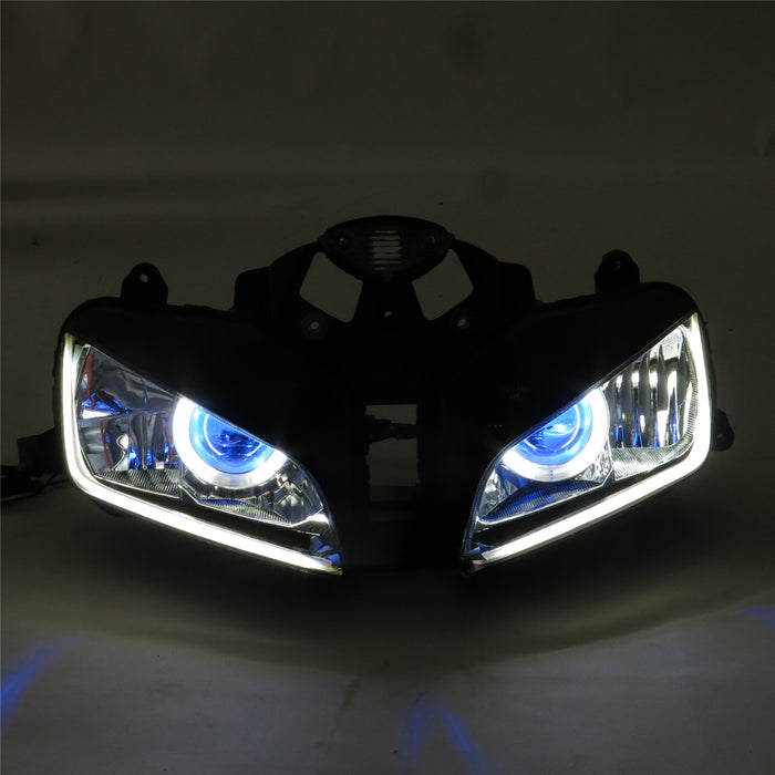 Front Motorcycle Headlight HALO Blue Angel Eye Fit Honda 2003-2006 CBR600RR F5