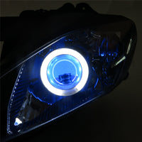 Front Motorcycle Headlight HALO Blue Angel Eye Fit Yamaha 2008-2016 YZF R6