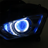 Front Motorcycle Headlight HALO Blue Angel Eye Fit Yamaha 2014-2018 YZF R25 R3