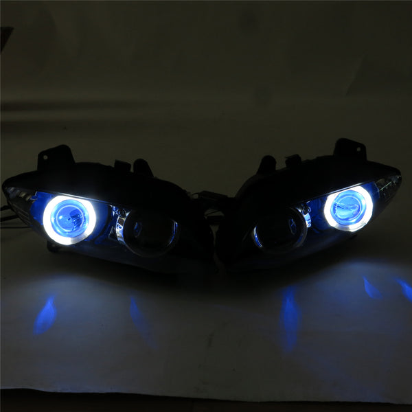 Front Motorcycle Headlight HALO Blue Angel Eye Fit Yamaha 2004-2006 YZF R1
