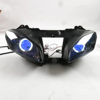 Front Motorcycle Headlight HALO Blue Angel Eye Fit Yamaha 2008-2016 YZF R6