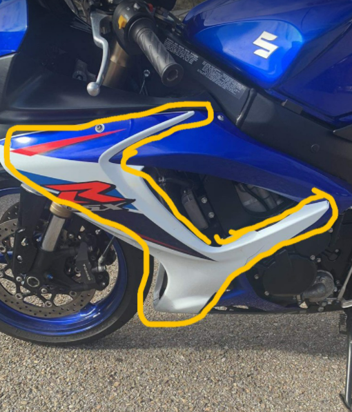 Aftermarket ABS Plastic Left Side Upper and Mid Fairing for 2006-2007 GSXR 600 750 White and Blue one