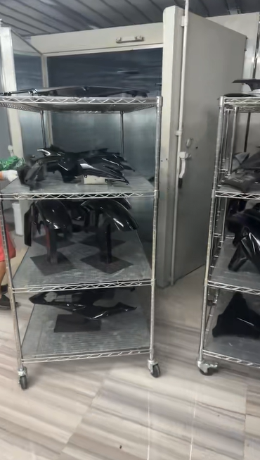 Fairing pieces prepared for finishing
