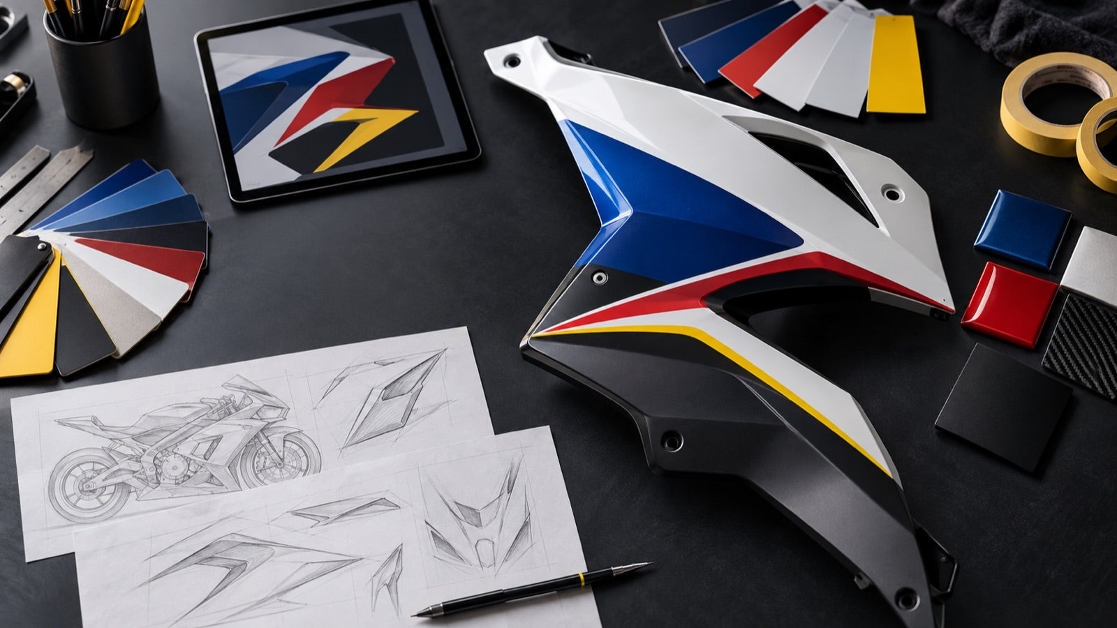 Custom motorcycle fairing color planning